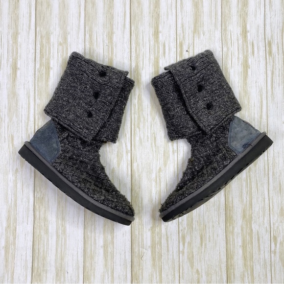 UGG Gray Classic Cardy Sweater Boots Booties - Picture 2 of 12